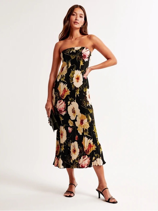 Abercrombie & Fitch Dresses & Skirts - NWT Abercrombie & Fitch Giselle Pleat Release Strapless Midi Dress Floral Medium